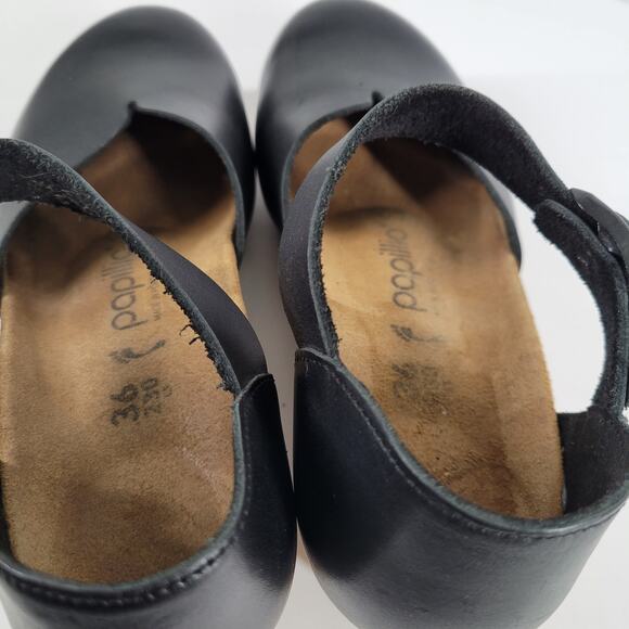 Birkenstock Papillio Mary Jane Wedge Sandal Black Leather Mary Jane Sz 36 5 5.5 - Picture 14 of 15